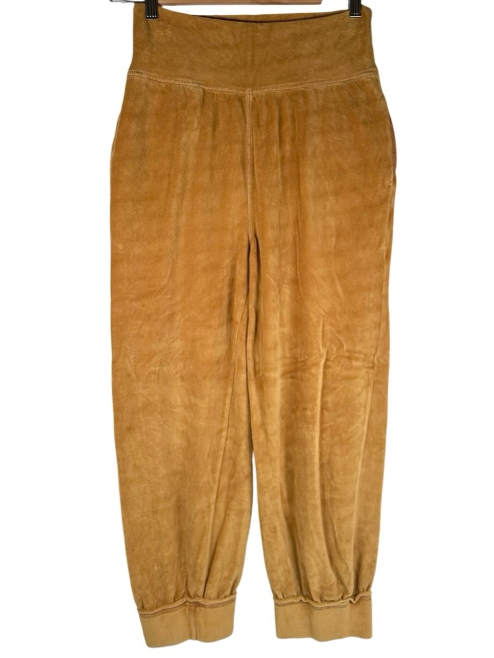 Free People FP Movement Burnt Brown Velour Yoga Athleisure Pants Size Small